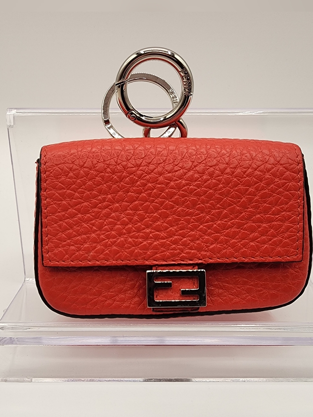 Fendi Poppy Pebbled Nano Baguette